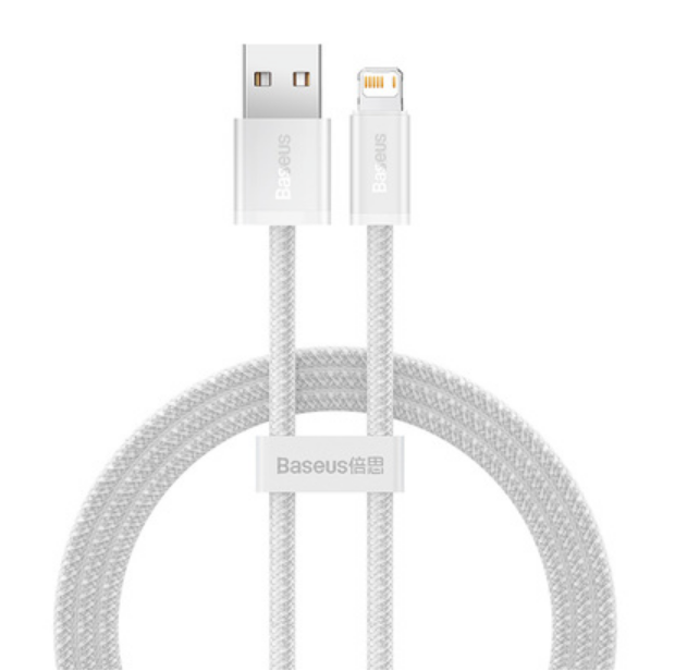 Cablu Alimentare si Date Baseus Dynamic Series Fast Charging USB la Lightning Iphone 2.4A 1m braided Alb thumb