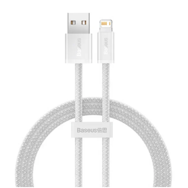 Cablu Alimentare si Date Baseus Dynamic Series Fast Charging USB la Lightning Iphone 2.4A 1m braided Alb