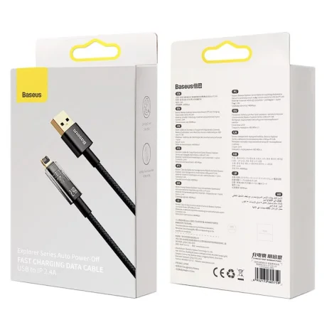 Cablu Alimentare si Date Baseus Explorer Fast Charging USB la Lightning Iphone 2.4A 1m Negru-Transparent