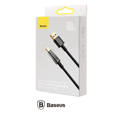 Cablu Alimentare si Date Baseus Explorer Fast Charging USB la USB Type-C 100W 1m Negru-Transparent