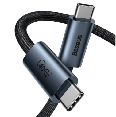 Cablu Alimentare si Date Baseus Flash Fast Charging USB4 USB Type-C la USB Type-C 100W braided 1m Gri thumb