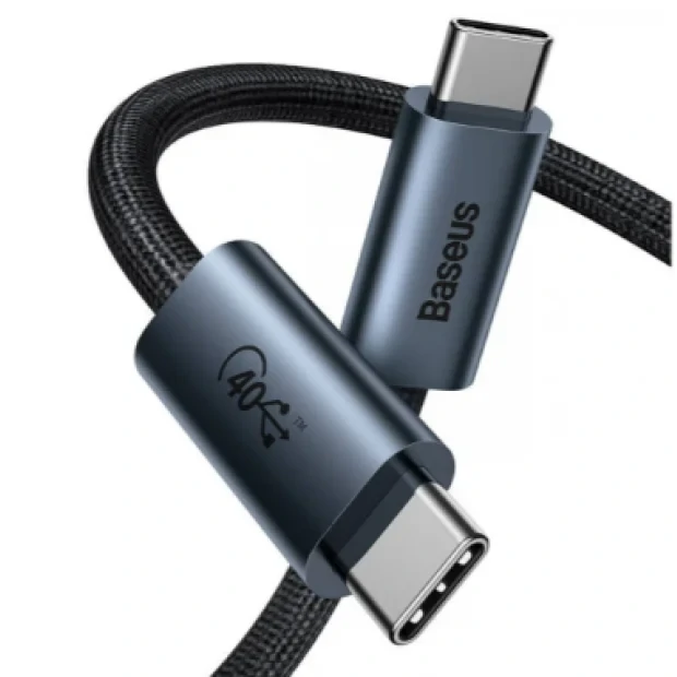 Cablu Alimentare si Date Baseus Flash Fast Charging USB4 USB Type-C la USB Type-C 100W braided 1m Gri