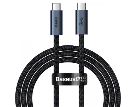 Cablu Alimentare si Date Baseus Flash Fast Charging USB4 USB Type-C la USB Type-C 100W braided 1m Gri thumb