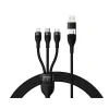 Cablu Alimentare si Date Baseus Flash Series 2 One-for-three Retractable USB + USB Type-C la Micro-USB + Lightning Iphone + USB Type-C 100W 1.2m Negru
