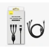 Cablu Alimentare si Date Baseus Flash Series 2 One-for-three Retractable USB + USB Type-C la Micro-USB + Lightning Iphone + USB Type-C 100W 1.2m Negru