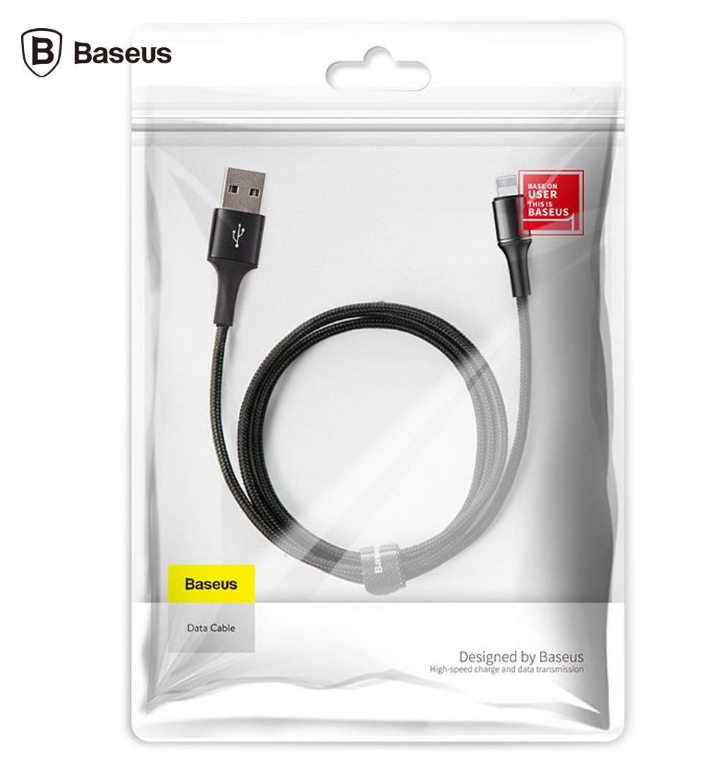Cablu Alimentare si Date Baseus Halo Fast Charging USB la Lightning iPhone 2.4A brodat LED 1m Negru thumb