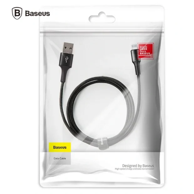 Cablu Alimentare si Date Baseus Halo Fast Charging USB la Lightning iPhone 2.4A brodat LED 1m Negru