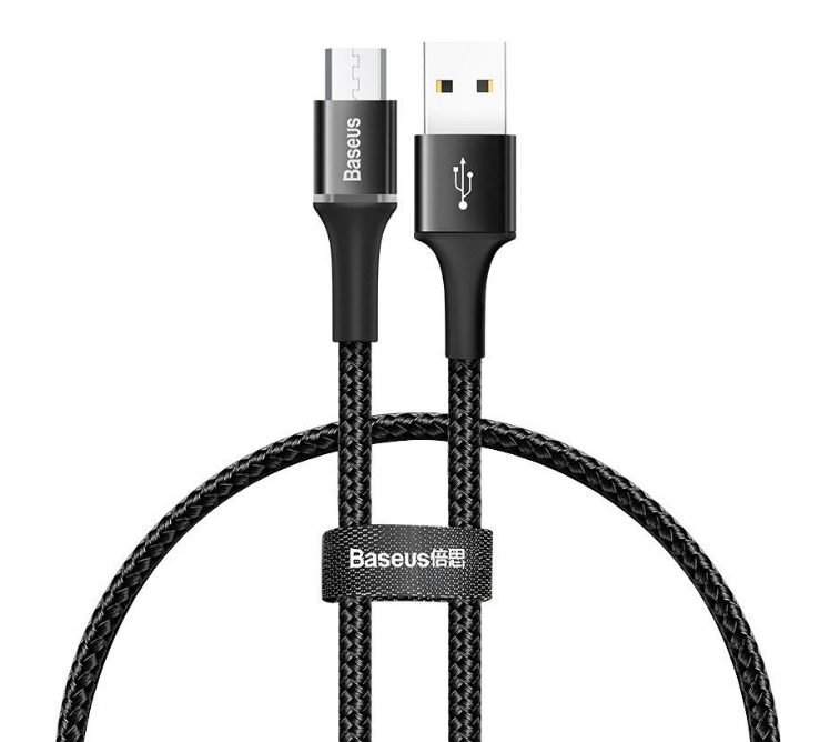 Cablu Alimentare si Date Baseus Halo Fast Charging USB la Micro-USB 3A brodat LED 1m Negru thumb