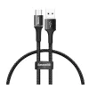 Cablu Alimentare si Date Baseus Halo Fast Charging USB la Micro-USB 3A brodat LED 1m Negru