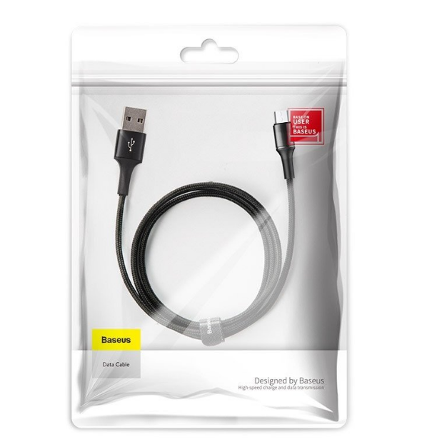 Cablu Alimentare si Date Baseus Halo Fast Charging USB la Micro-USB 3A brodat LED 1m Negru thumb