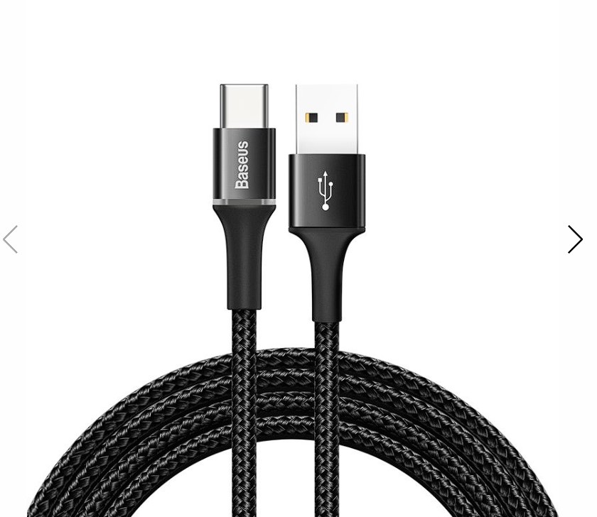 Cablu Alimentare si Date Baseus Halo Fast Charging USB la USB Type-C 2A brodat 2m Negru thumb