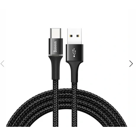 Cablu Alimentare si Date Baseus Halo Fast Charging USB la USB Type-C 2A brodat 2m Negru