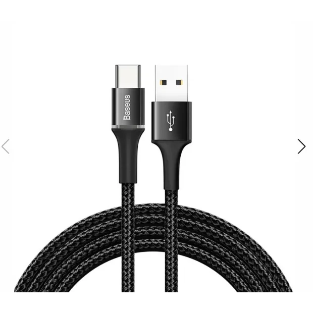 Cablu Alimentare si Date Baseus Halo Fast Charging USB la USB Type-C 2A brodat 2m Negru