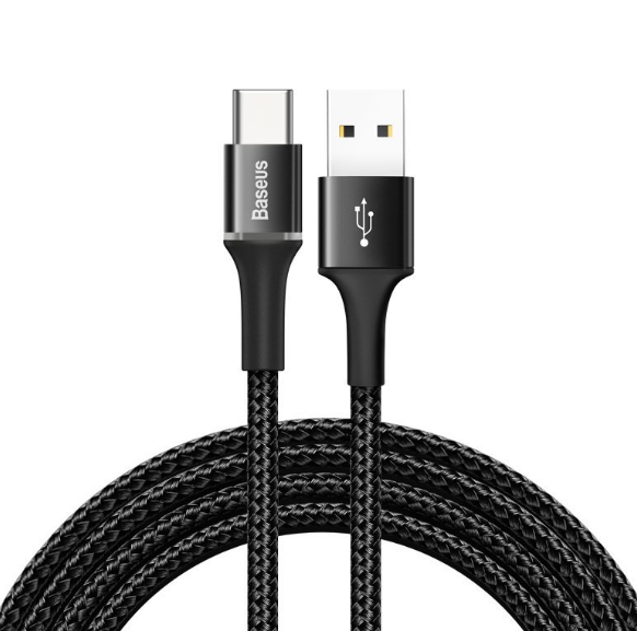Cablu Alimentare si Date Baseus Halo Fast Charging USB la USB Type-C 40W brodat 1m Negru thumb