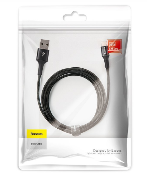Cablu Alimentare si Date Baseus Halo Fast Charging USB la USB Type-C 40W brodat 1m Negru thumb