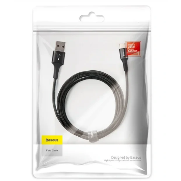 Cablu Alimentare si Date Baseus Halo Fast Charging USB la USB Type-C 40W brodat 1m Negru