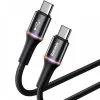 Cablu Alimentare si Date Baseus Halo Fast Charging USB Type-C la USB Type-C 60W brodat 1m Negru