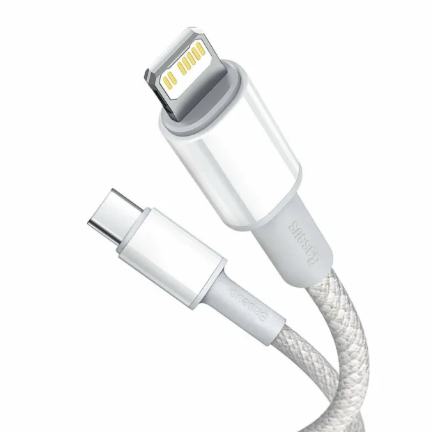 Cablu Alimentare si Date Baseus High Density Braided Fast Charging USB Type-C la Lightning Iphone PD 20W braided 1m Alb