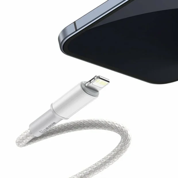 Cablu Alimentare si Date Baseus High Density Braided Fast Charging USB Type-C la Lightning Iphone PD 20W braided 1m Alb