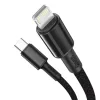 Cablu Alimentare si Date Baseus High Density Braided Fast Charging USB Type-C la Lightning Iphone PD 20W braided 1m Negru