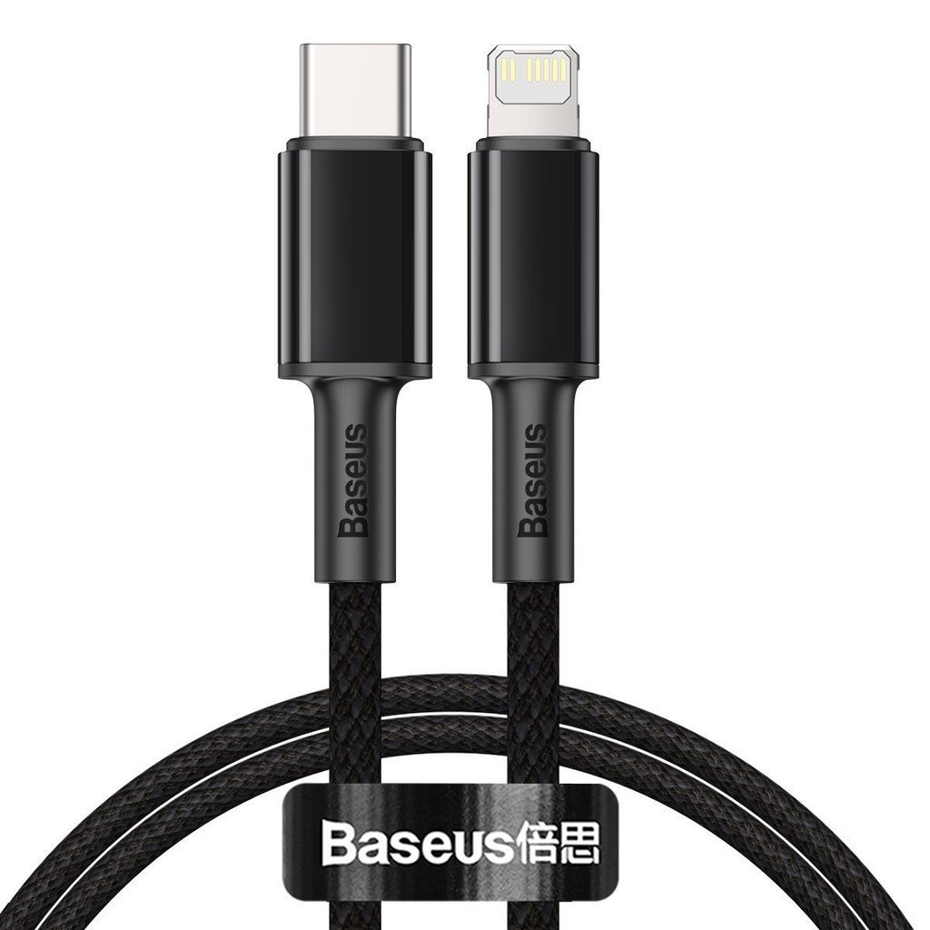 Cablu Alimentare si Date Baseus High Density Braided Fast Charging USB Type-C la Lightning Iphone PD 20W braided 1m Negru thumb