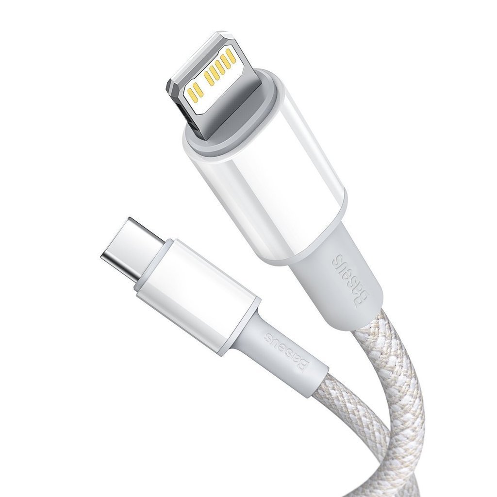 Cablu Alimentare si Date Baseus High Density Braided Fast Charging USB Type-C la Lightning Iphone PD 20W braided 2m Alb thumb