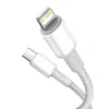 Cablu Alimentare si Date Baseus High Density Braided Fast Charging USB Type-C la Lightning Iphone PD 20W braided 2m Alb
