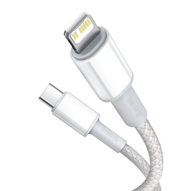 Cablu Alimentare si Date Baseus High Density Braided Fast Charging USB Type-C la Lightning Iphone PD 20W braided 2m Alb