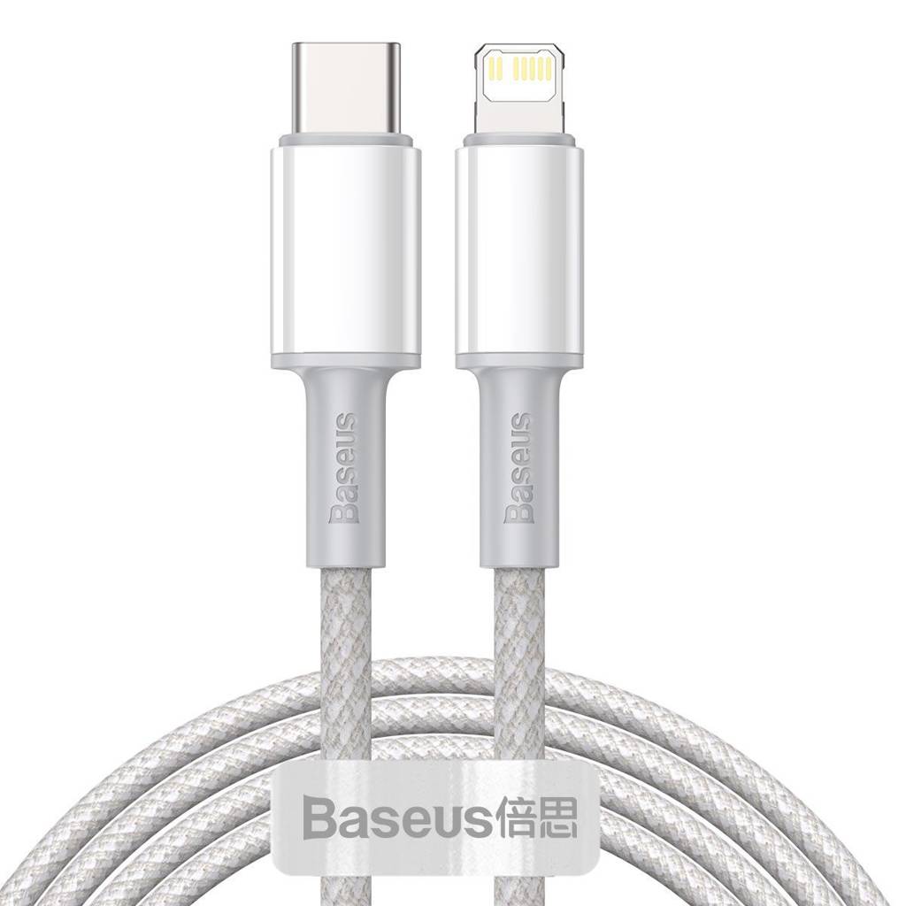 Cablu Alimentare si Date Baseus High Density Braided Fast Charging USB Type-C la Lightning Iphone PD 20W braided 2m Alb thumb