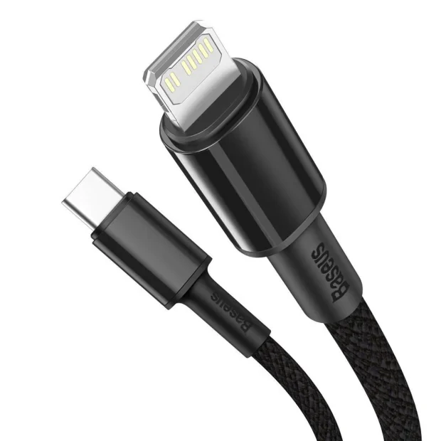 Cablu Alimentare si Date Baseus High Density Braided Fast Charging USB Type-C la Lightning Iphone PD 20W braided 2m Negru
