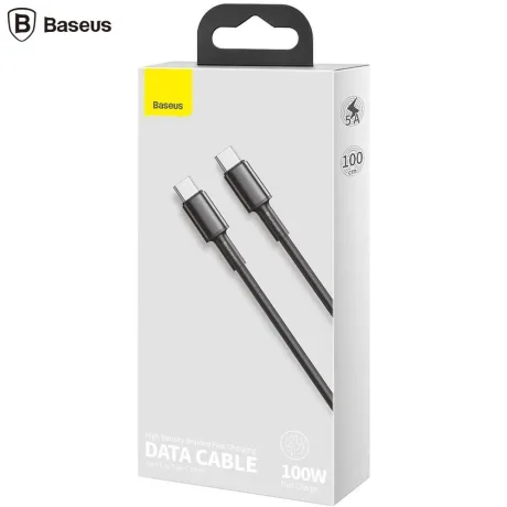 Cablu Alimentare si Date Baseus High Density Braided Fast Charging USB Type-C la USB Type-C 100W braided 1m Negru