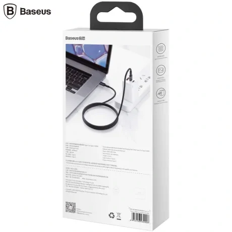 Cablu Alimentare si Date Baseus High Density Braided Fast Charging USB Type-C la USB Type-C 100W braided 1m Negru