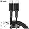 Cablu Alimentare si Date Baseus High Density Braided Fast Charging USB Type-C la USB Type-C 100W braided 1m Negru