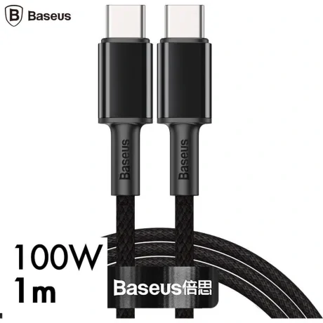 Cablu Alimentare si Date Baseus High Density Braided Fast Charging USB Type-C la USB Type-C 100W braided 1m Negru