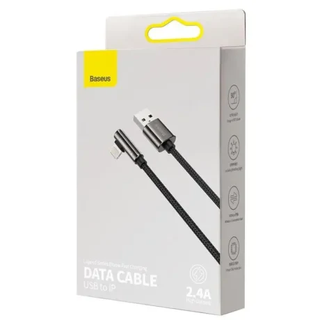Cablu Alimentare si Date Baseus Legend Elbow Fast Charging USB la Lightning Iphone 2.4A braided 1m Negru