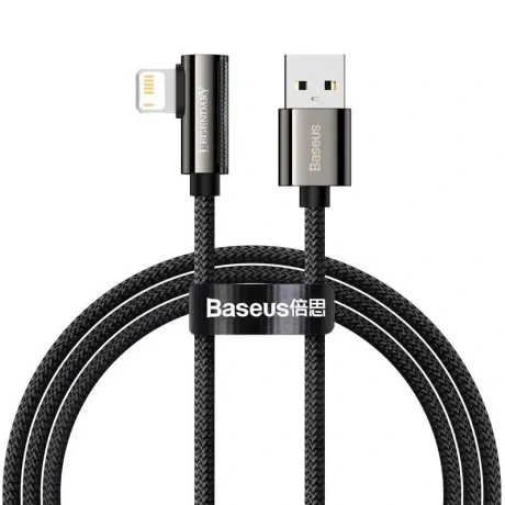 Cablu Alimentare si Date Baseus Legend Elbow Fast Charging USB la Lightning Iphone 2.4A braided 1m Negru