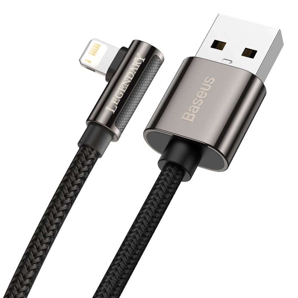 Cablu Alimentare si Date Baseus Legend Elbow Fast Charging USB la Lightning Iphone 2.4A braided 2m Negru thumb