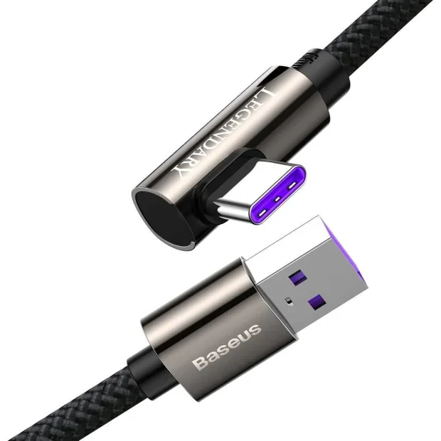 Cablu Alimentare si Date Baseus Legend Elbow Fast Charging USB la USB Type-C 66W braided 1m Negru