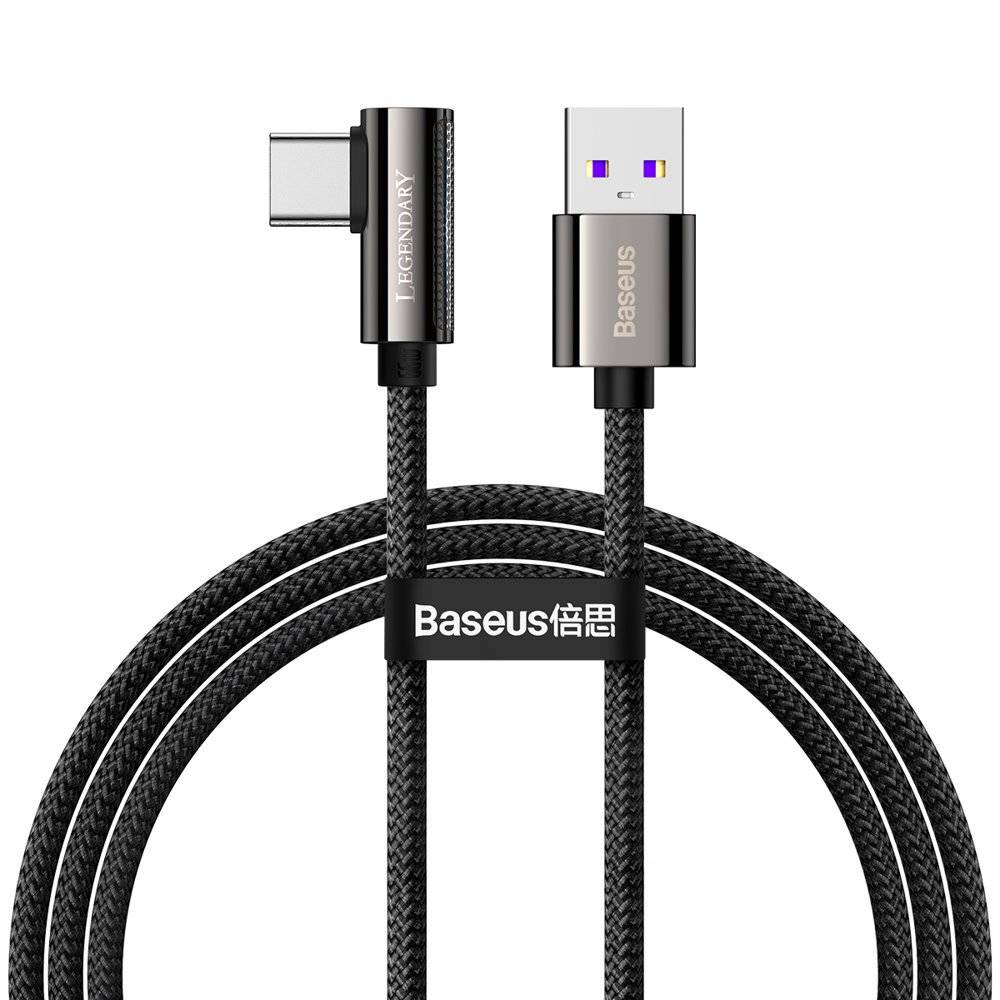 Cablu Alimentare si Date Baseus Legend Elbow Fast Charging USB la USB Type-C 66W braided 1m Negru thumb