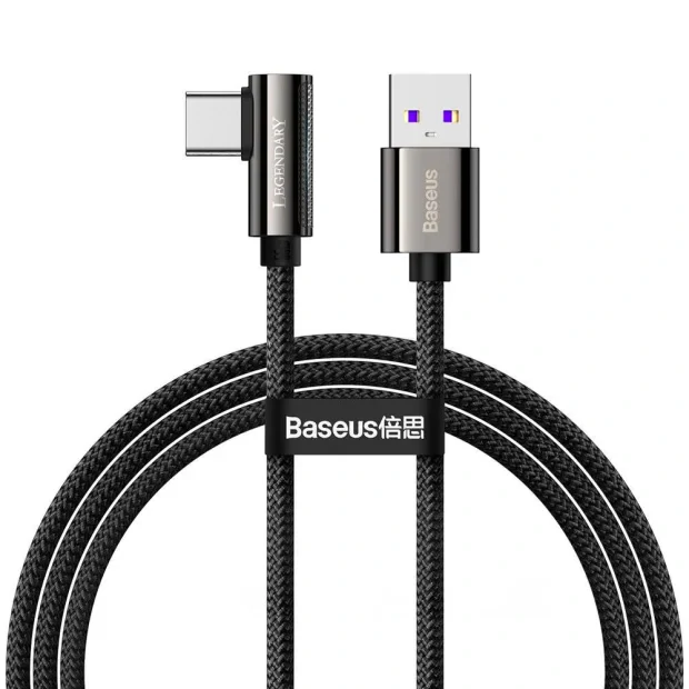 Cablu Alimentare si Date Baseus Legend Elbow Fast Charging USB la USB Type-C 66W braided 1m Negru