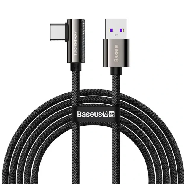 Cablu Alimentare si Date Baseus Legend Elbow Fast Charging USB la USB Type-C 66W braided 2m Negru