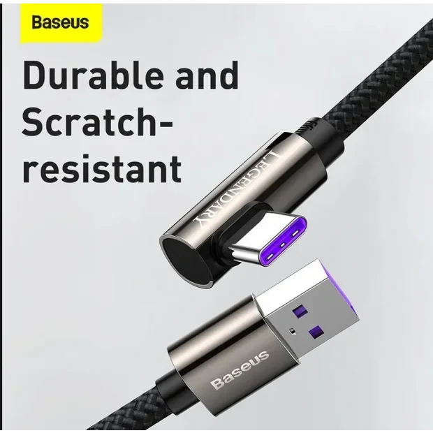 Cablu Alimentare si Date Baseus Legend Elbow Fast Charging USB la USB Type-C 66W braided 2m Negru