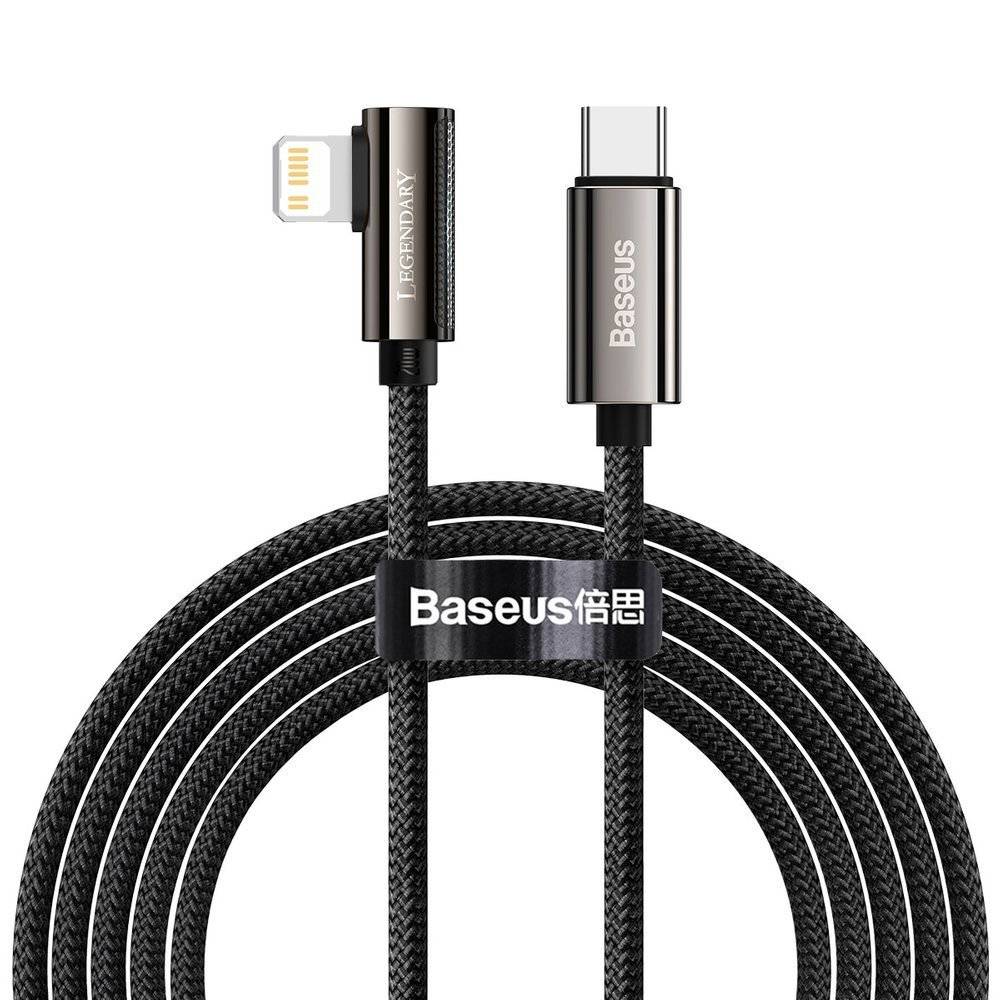 Cablu Alimentare si Date Baseus Legend Elbow Fast Charging USB Type-C la Lightning Iphone PD 20W braided 2m Negru thumb