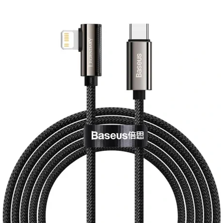Cablu Alimentare si Date Baseus Legend Elbow Fast Charging USB Type-C la Lightning Iphone PD 20W braided 2m Negru