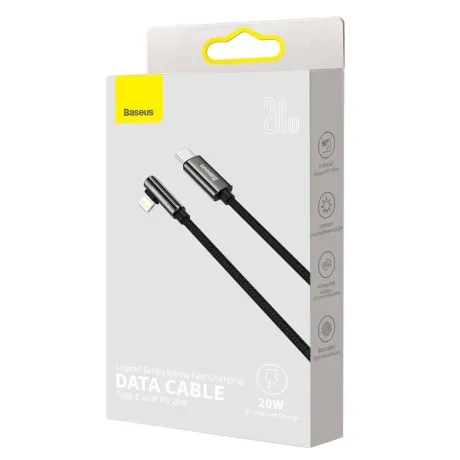 Cablu Alimentare si Date Baseus Legend Elbow Fast Charging USB Type-C la Lightning Iphone PD 20W braided 2m Negru