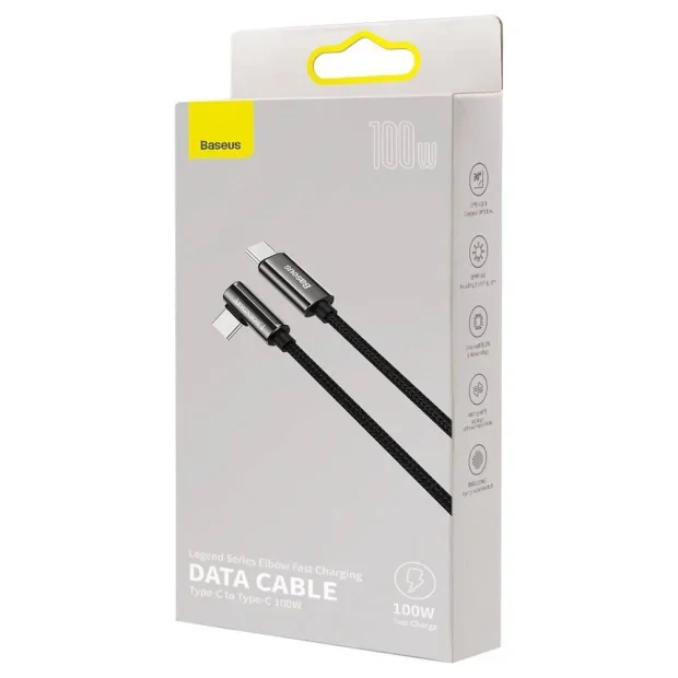 Cablu Alimentare si Date Baseus Legend Elbow Fast Charging USB Type-C la USB Type-C 100W braided 2m Negru