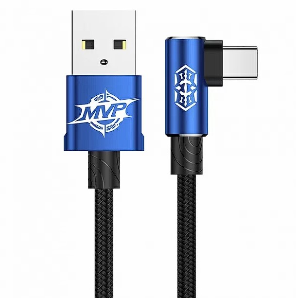 Cablu Alimentare si Date Baseus MVP 2 Fast Charging USB la USB Type-C 100W brodat 2m Negru+Albastru thumb