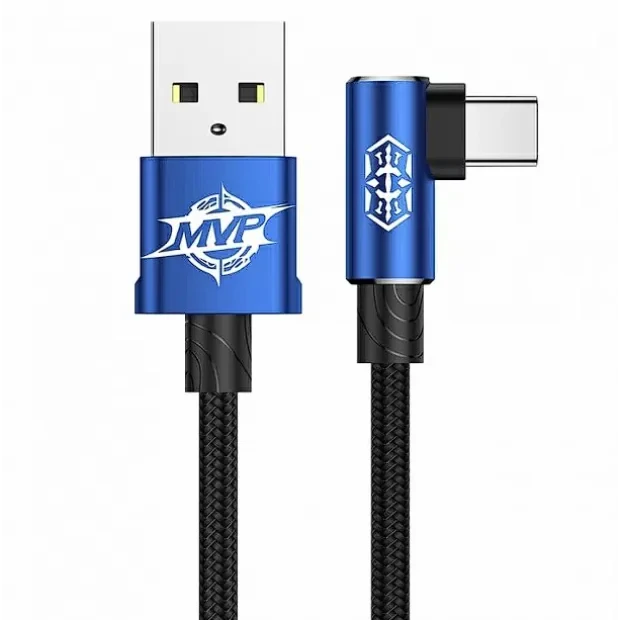 Cablu Alimentare si Date Baseus MVP 2 Fast Charging USB la USB Type-C 100W brodat 2m Negru+Albastru