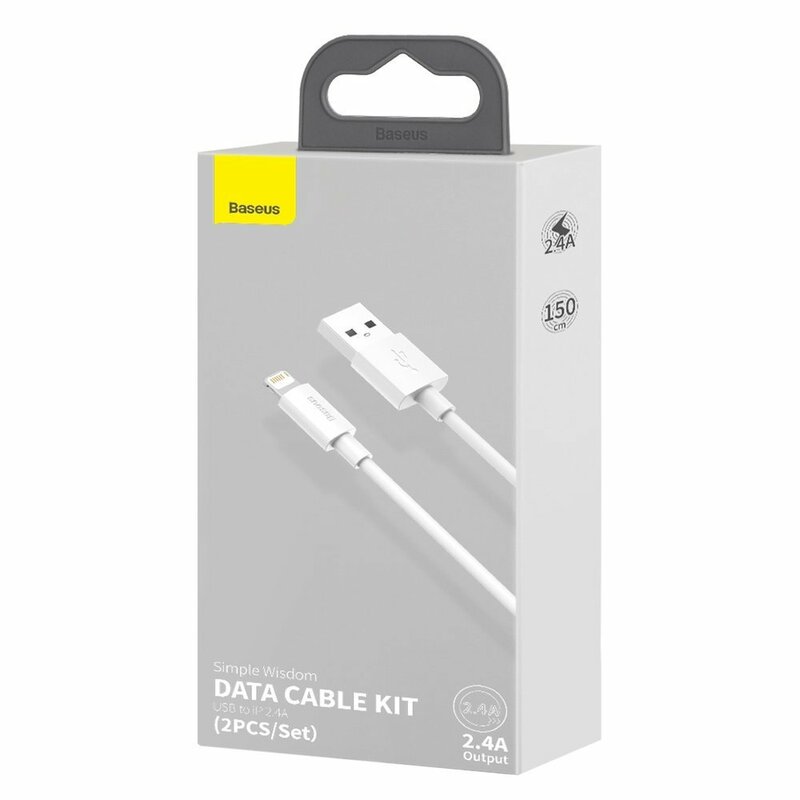 Cablu Alimentare si Date Baseus Simple Wisdom Fast Charging KIT 2 x USB la Lightning Iphone 2.4A 1.5m Alb thumb