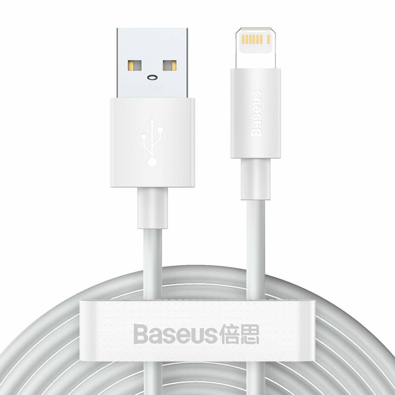 Cablu Alimentare si Date Baseus Simple Wisdom Fast Charging KIT 2 x USB la Lightning Iphone 2.4A 1.5m Alb thumb
